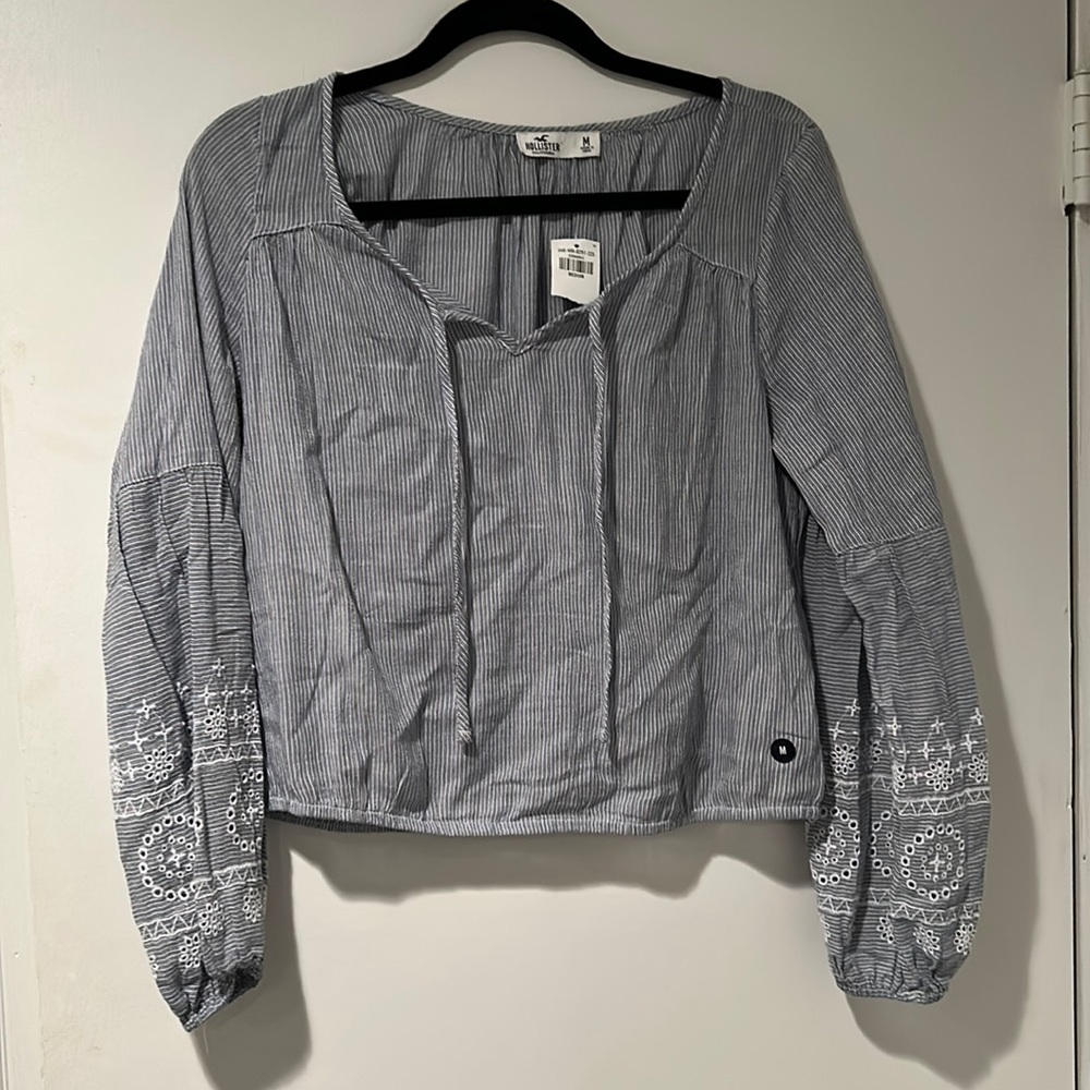 Hollister California top blue stripe-new with tags